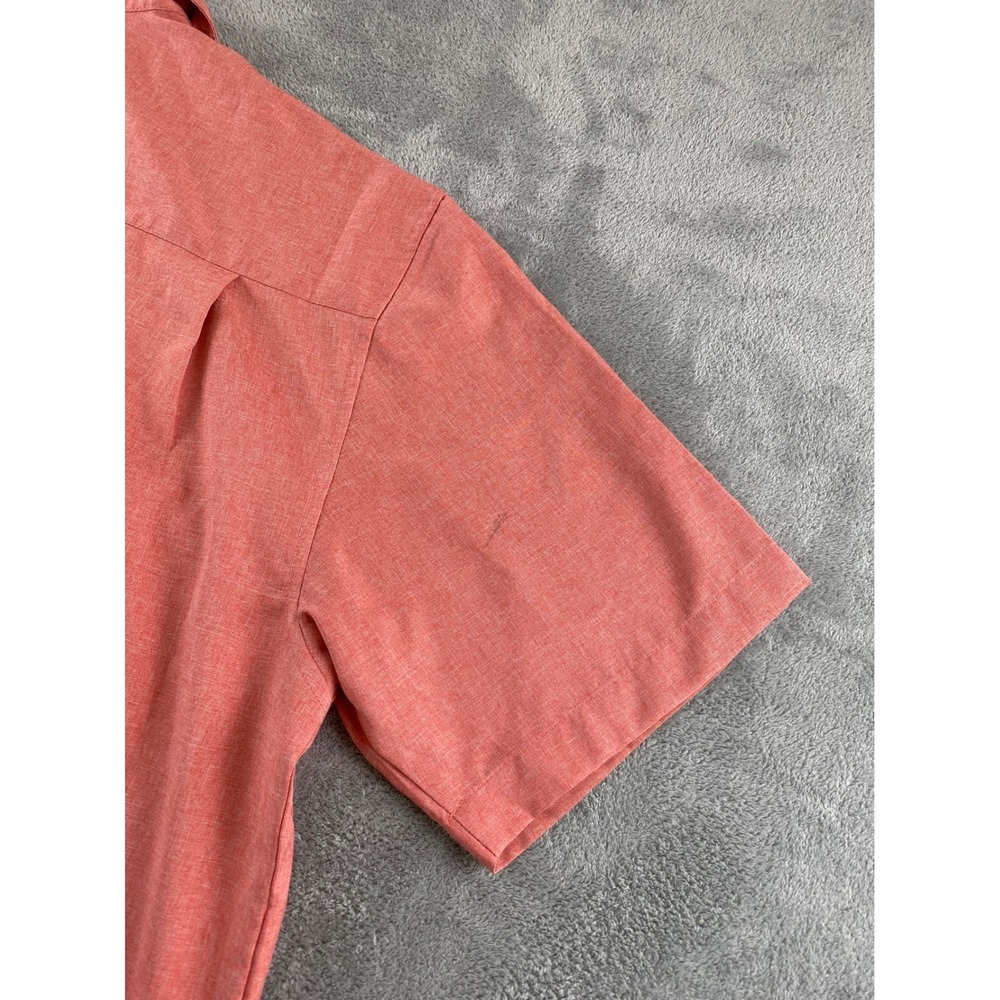 Havanera Co Mens XL‎ Coral Orange Short Sleeve Button Down Camp Shirt Guayabera - Picture 10 of 10